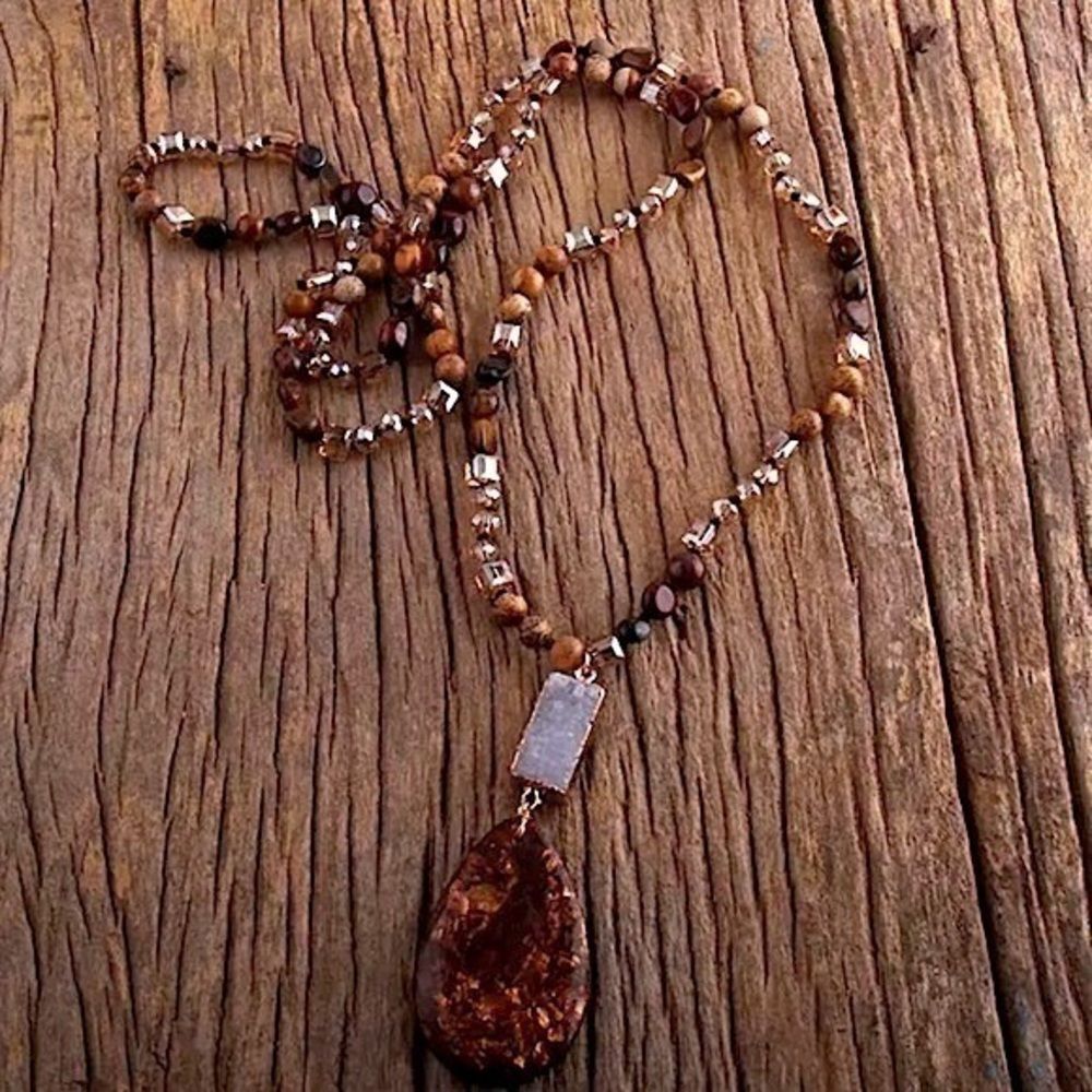 Bohemian Natural Stones With Druzy Semi Precious